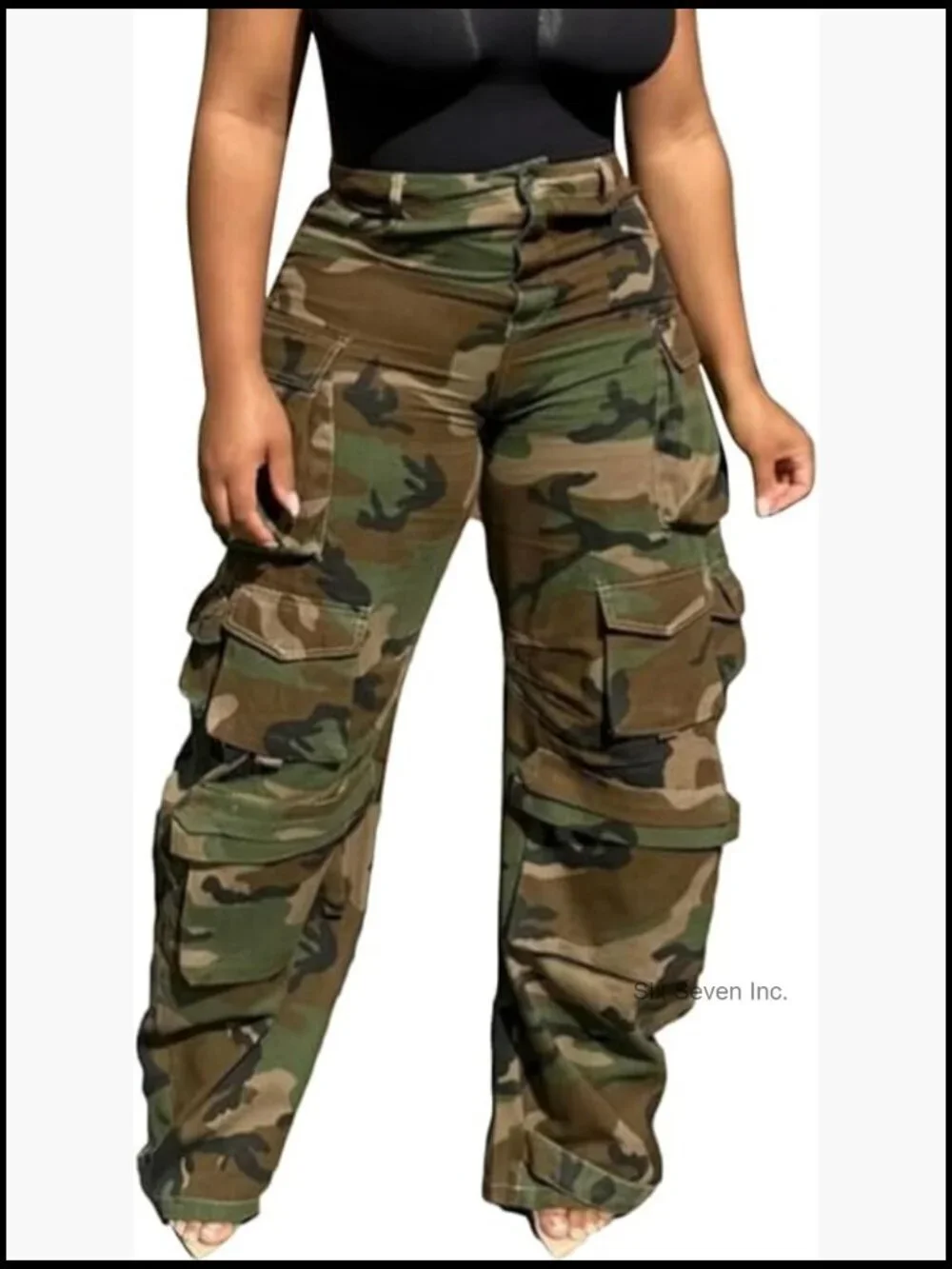 Baggy Cargo Jeans Wide Leg High Waisted Denim Pants Plus Size Camouflage Jean